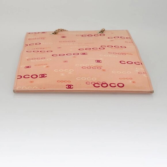 CHANEL Chain COCO Tote Bag Canvas Pink Gold CC Auth 105536 - Picture 6 of 16